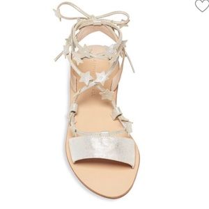 Loeffler Randal Starla Cappucino Wrap Star Sandals in Silver 6.5